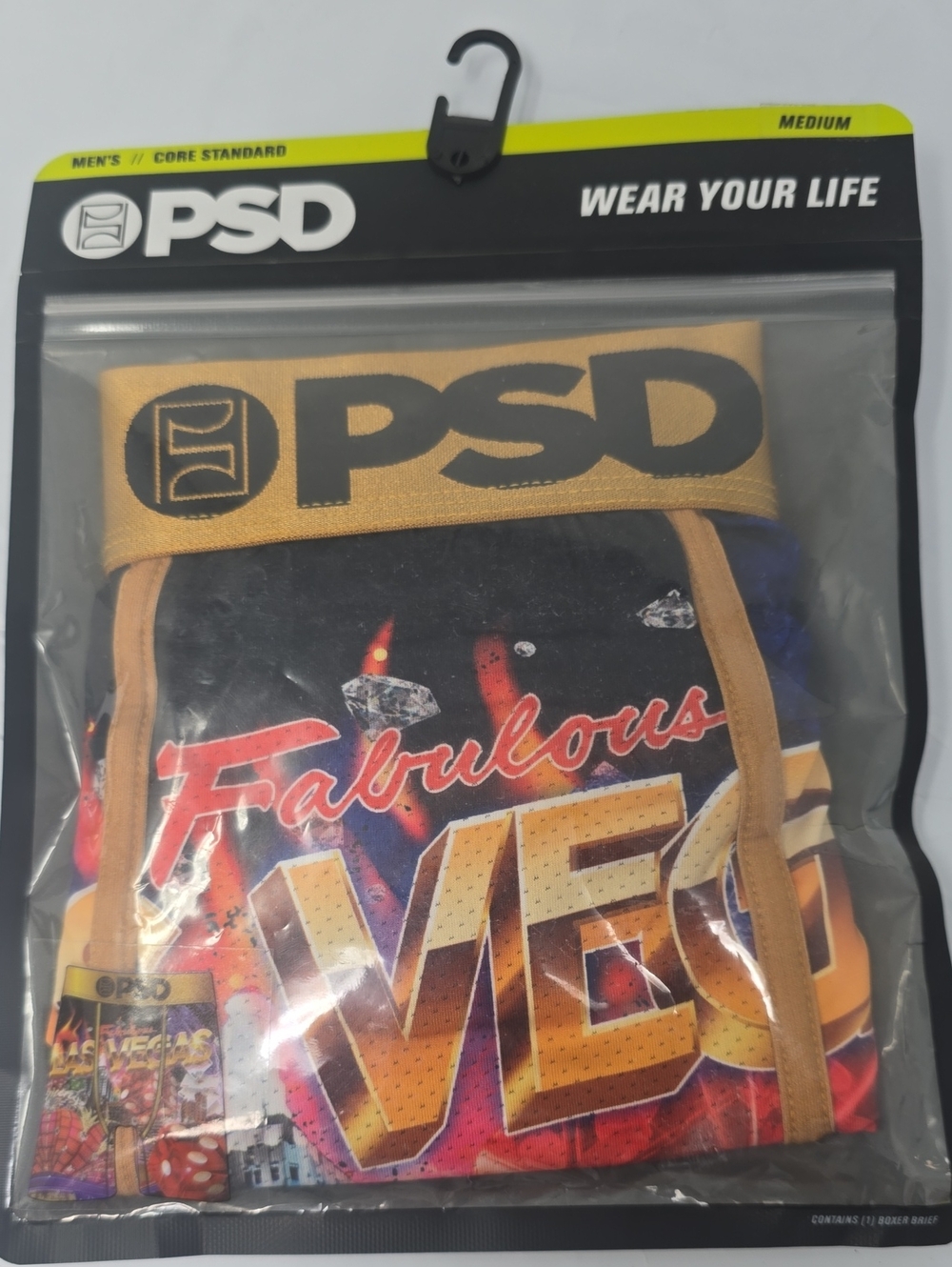 PSD Men’s 'Fabulous Vegas' Boxer Briefs - Gold Waistband, viva vegas